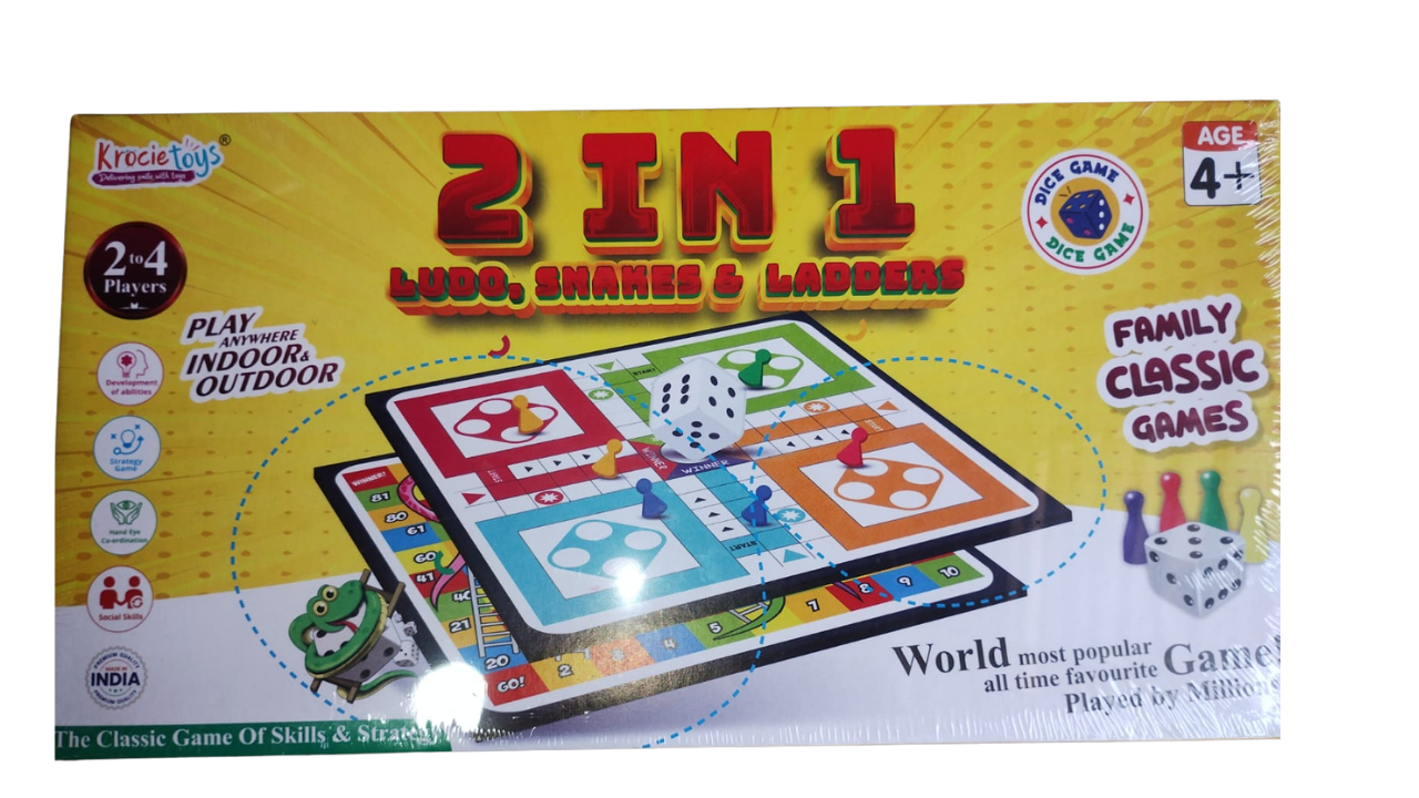 Krocie Toys 2 in1 Ludo, Snakes & Ladders